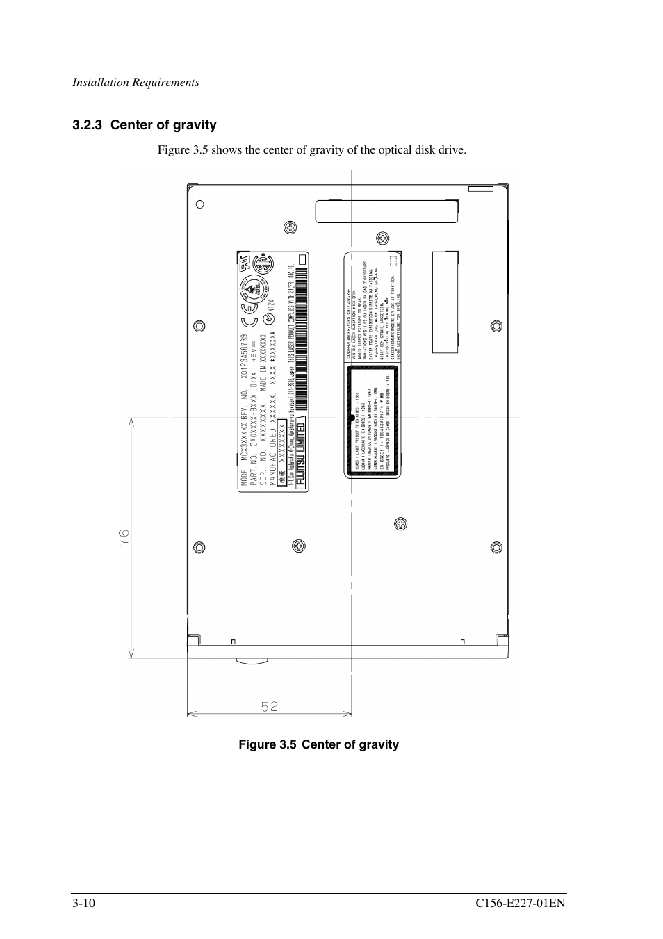 3 center of gravity | FUJITSU MCM3064AP User Manual | Page 54 / 202