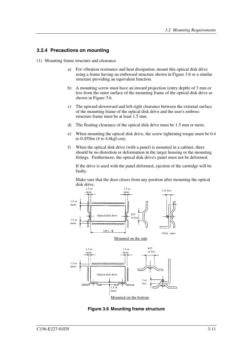 4 precautions on mounting | FUJITSU MCM3064AP User Manual | Page 55 / 202