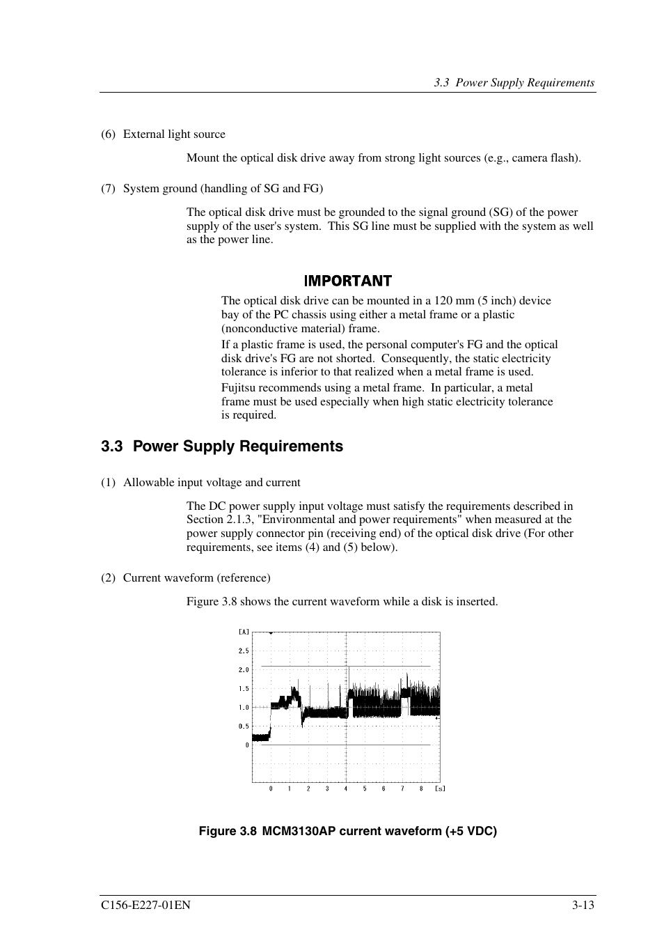 3 power supply requirements | FUJITSU MCM3064AP User Manual | Page 57 / 202
