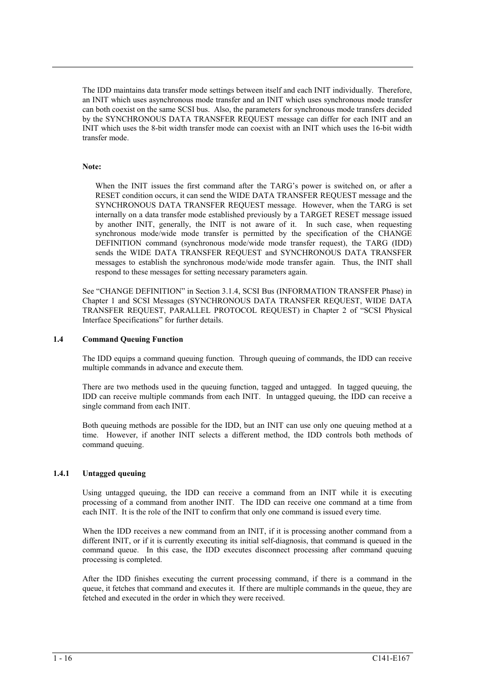4 command queuing function, 1 untagged queuing | FUJITSU MAS3367 User Manual | Page 34 / 290