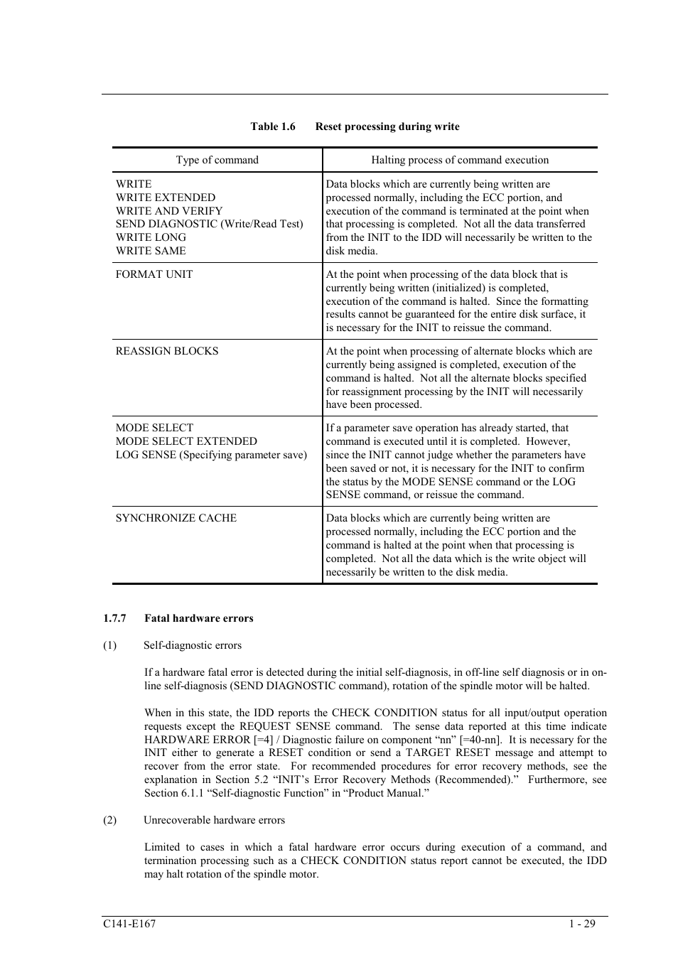 7 fatal hardware errors | FUJITSU MAS3367 User Manual | Page 47 / 290