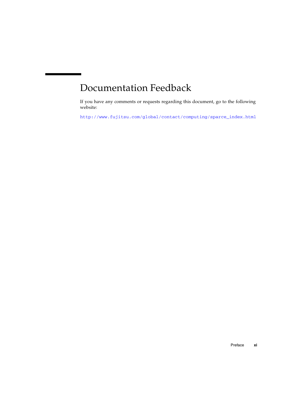 Documentation feedback | FUJITSU M Server M5000 User Manual | Page 11 / 30