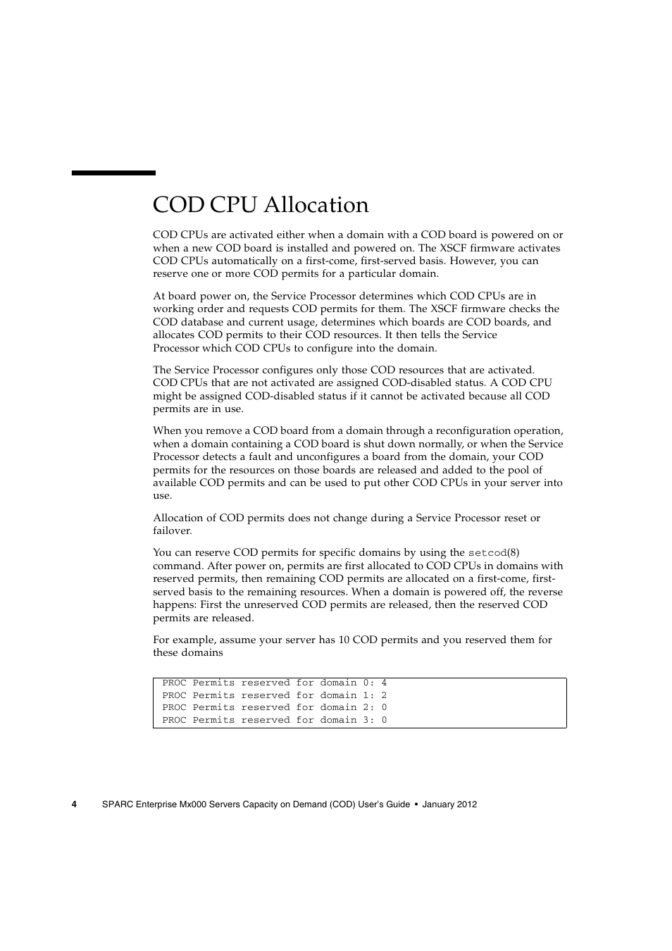 Cod cpu allocation | FUJITSU M Server M5000 User Manual | Page 16 / 30