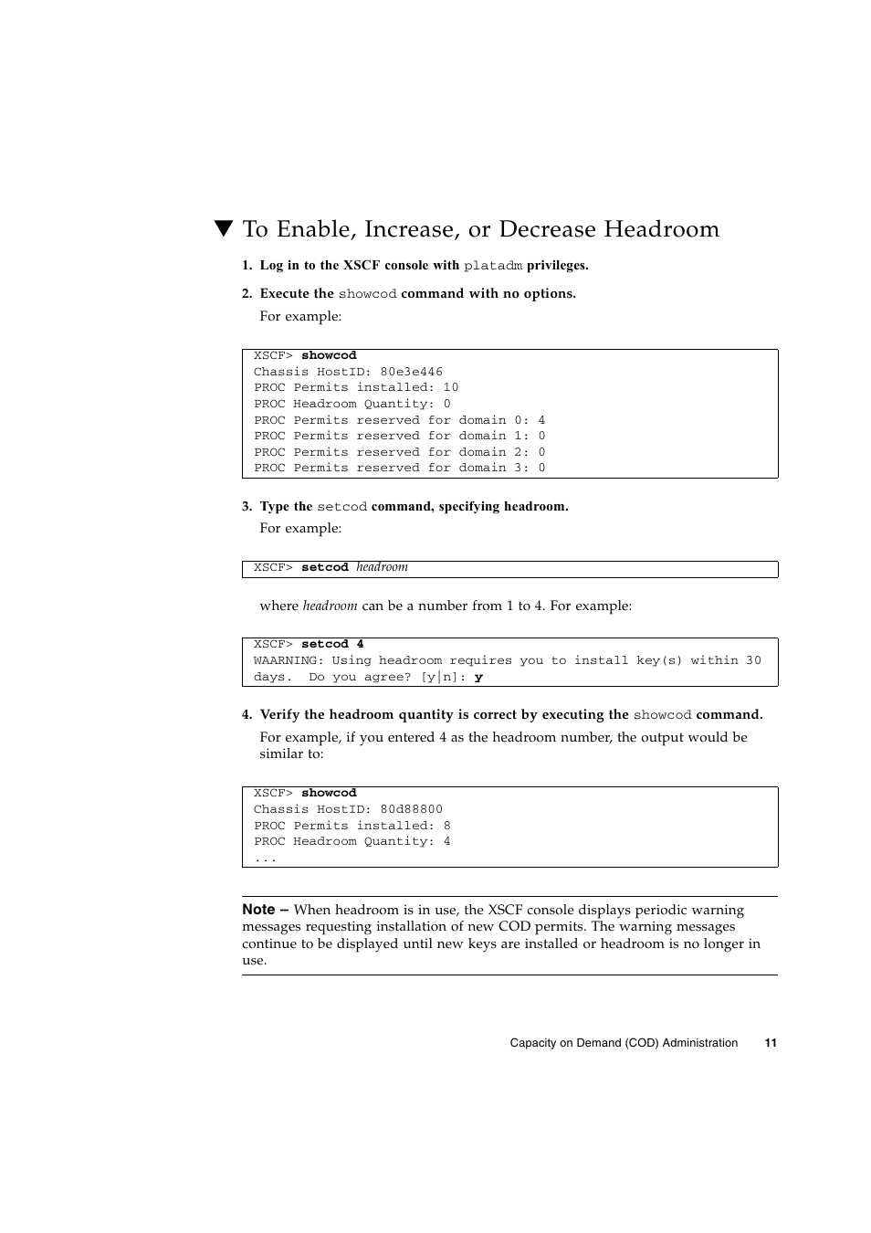 To enable, increase, or decrease headroom | FUJITSU M Server M5000 User Manual | Page 23 / 30