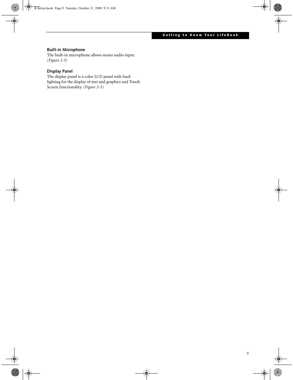 Built-in microphone, Display panel | FUJITSU Laptop User Manual | Page 17 / 96