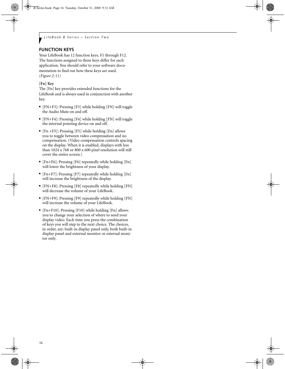 Function keys | FUJITSU Laptop User Manual | Page 24 / 96