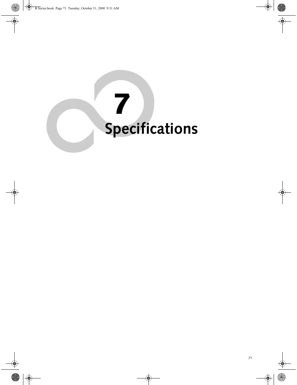 Chapter 7 - specifications, Specifications | FUJITSU Laptop User Manual | Page 79 / 96