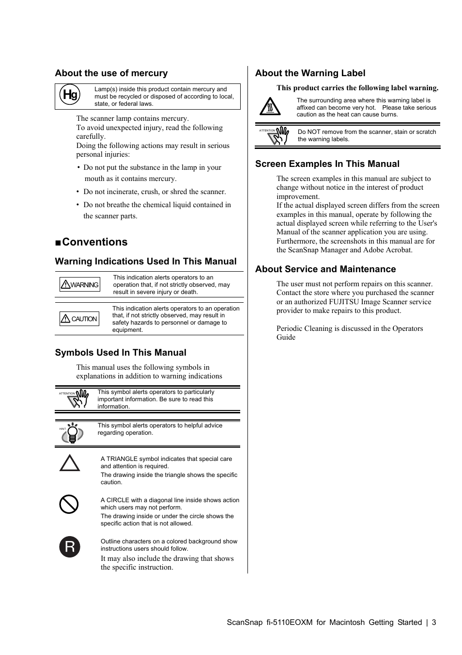 Conventions | FUJITSU SCANSNAP FI-5110EOXM User Manual | Page 5 / 20