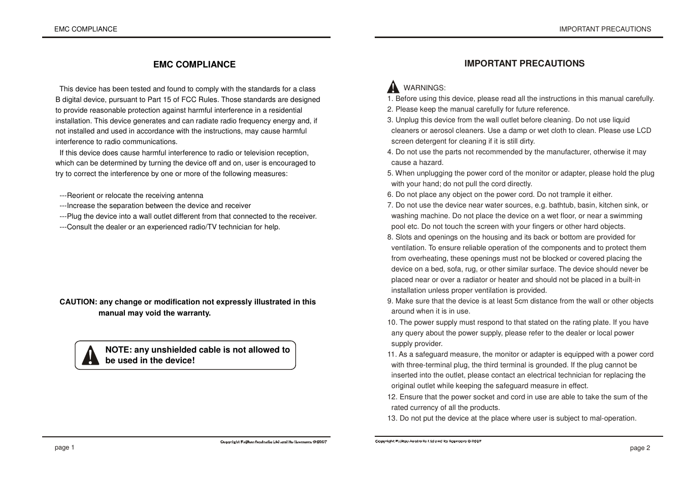 FUJITSU 280X1024@75Hz User Manual | Page 3 / 10