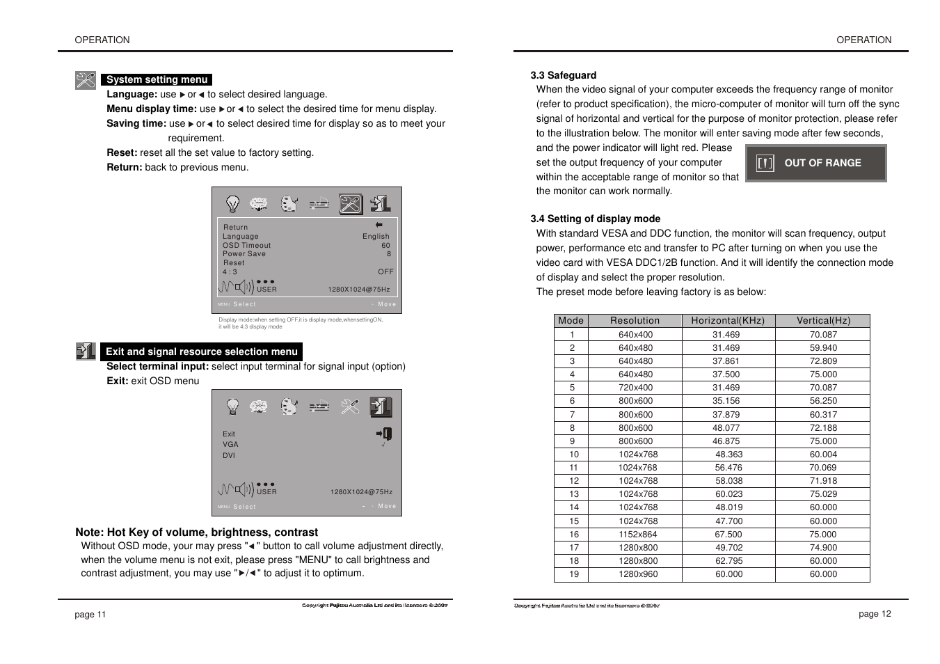 FUJITSU 280X1024@75Hz User Manual | Page 8 / 10