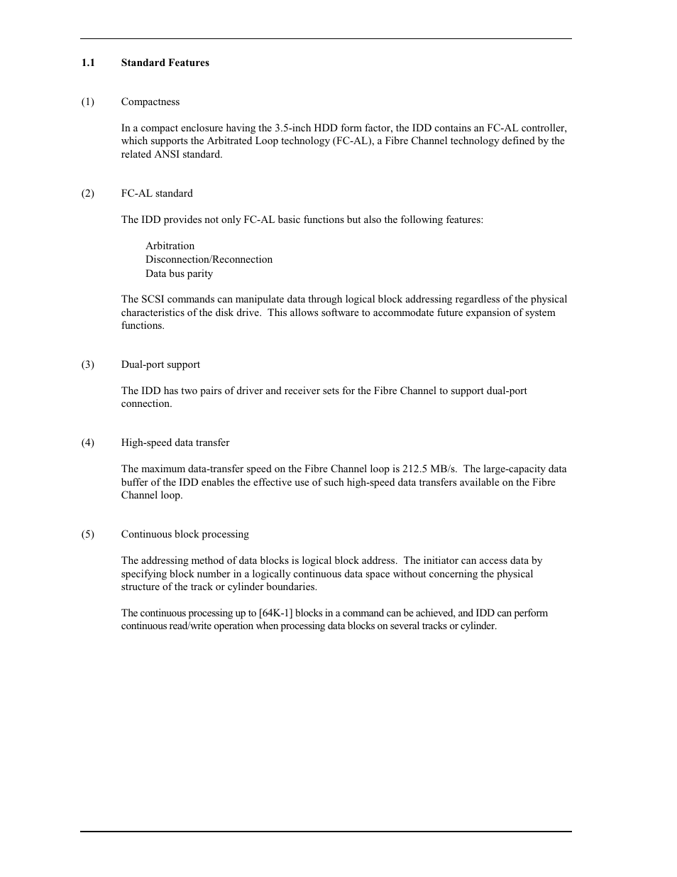 1 standard features | FUJITSU MAP3735FC User Manual | Page 22 / 114
