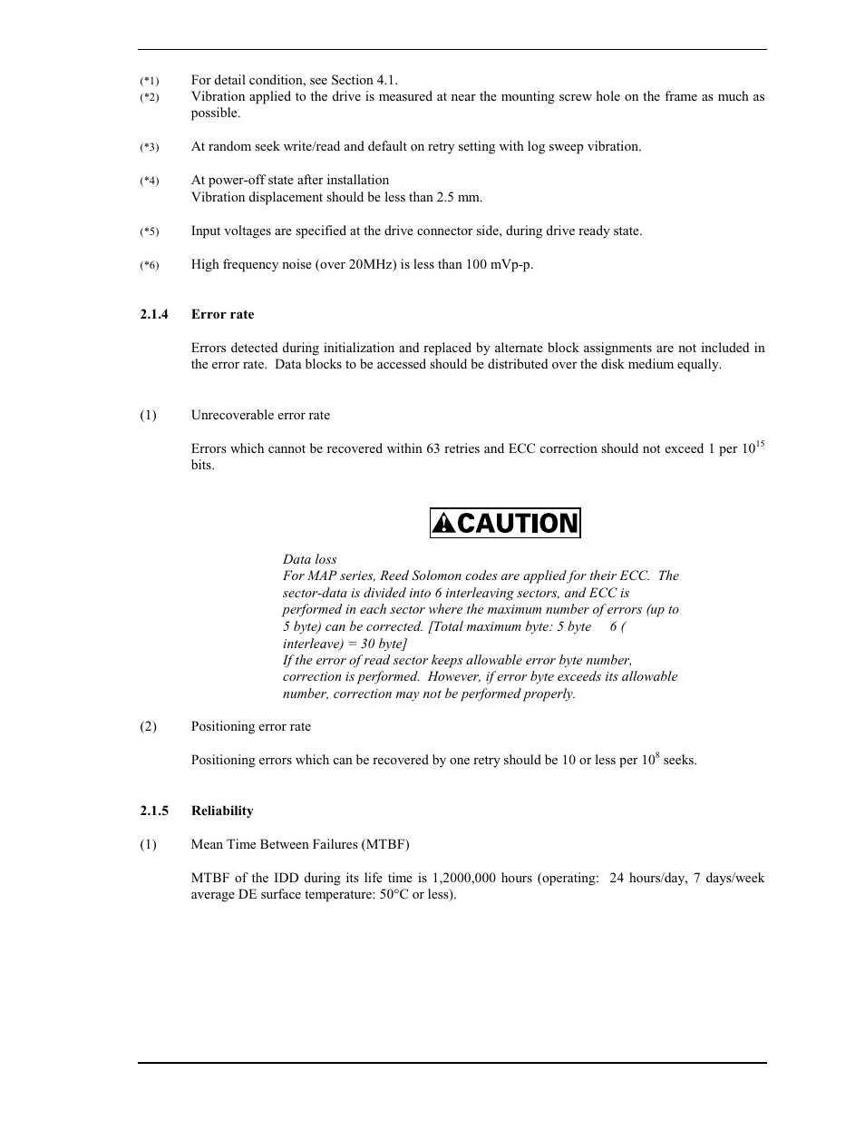 4 error rate, 5 reliability | FUJITSU MAP3735FC User Manual | Page 33 / 114
