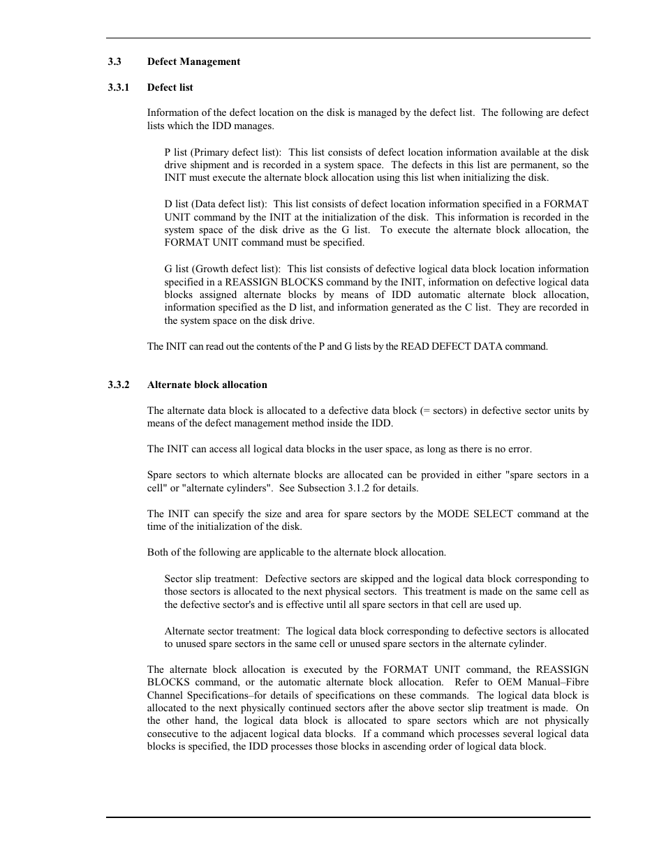 3 defect management, 1 defect list, 2 alternate block allocation | FUJITSU MAP3735FC User Manual | Page 47 / 114