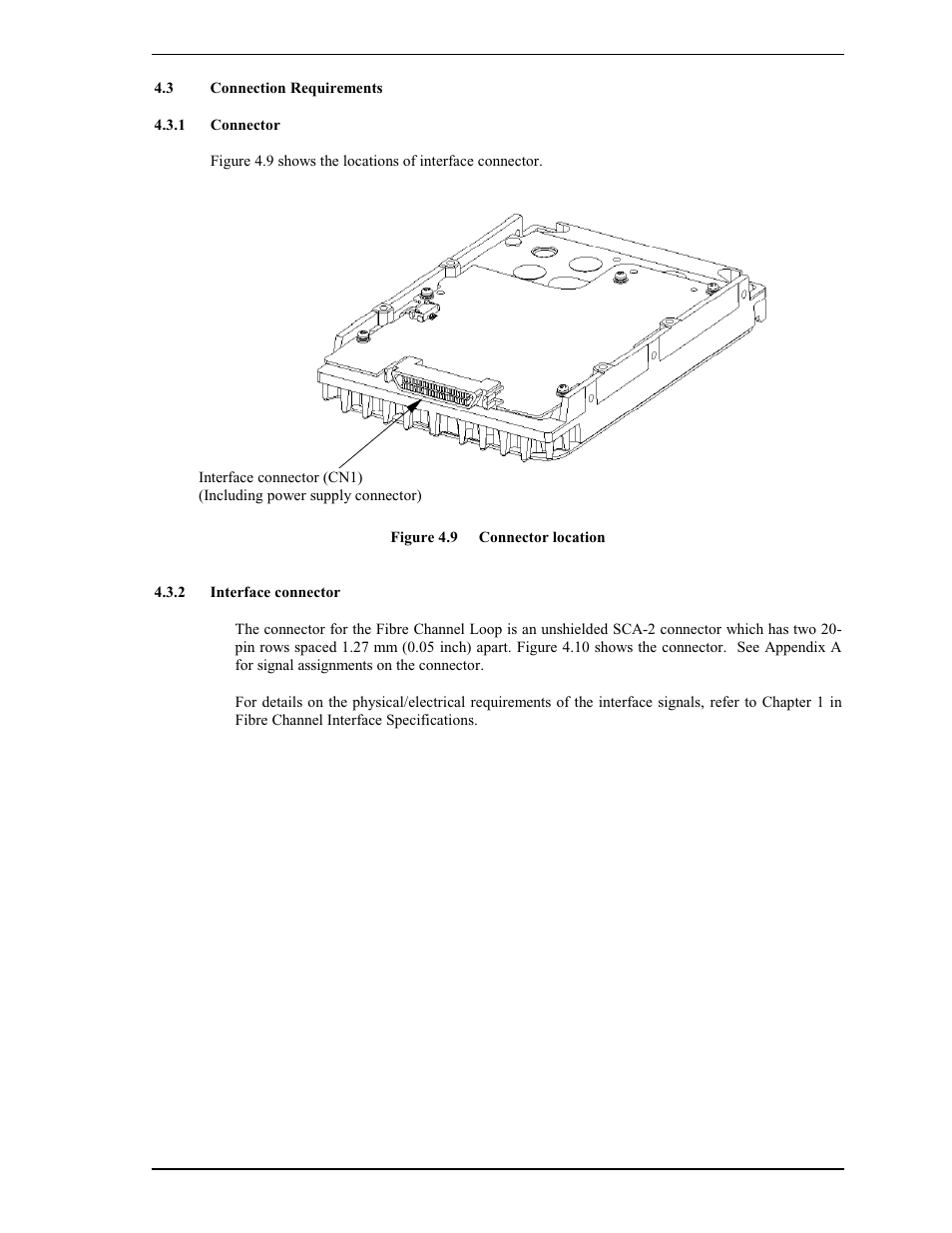 3 connection requirements, 1 connector, 2 interface connector | FUJITSU MAP3735FC User Manual | Page 61 / 114