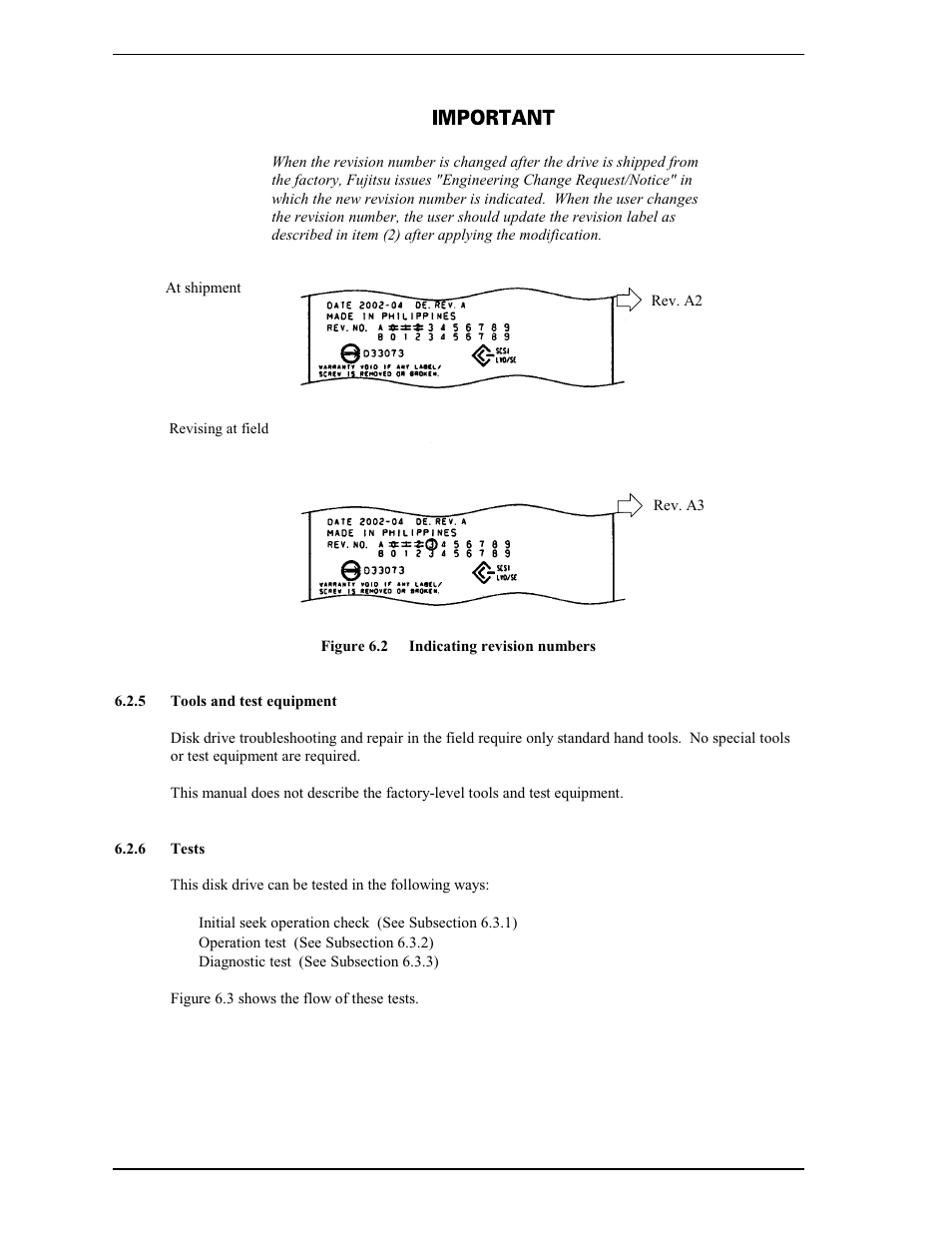5 tools and test equipment, 6 tests | FUJITSU MAP3735FC User Manual | Page 88 / 114