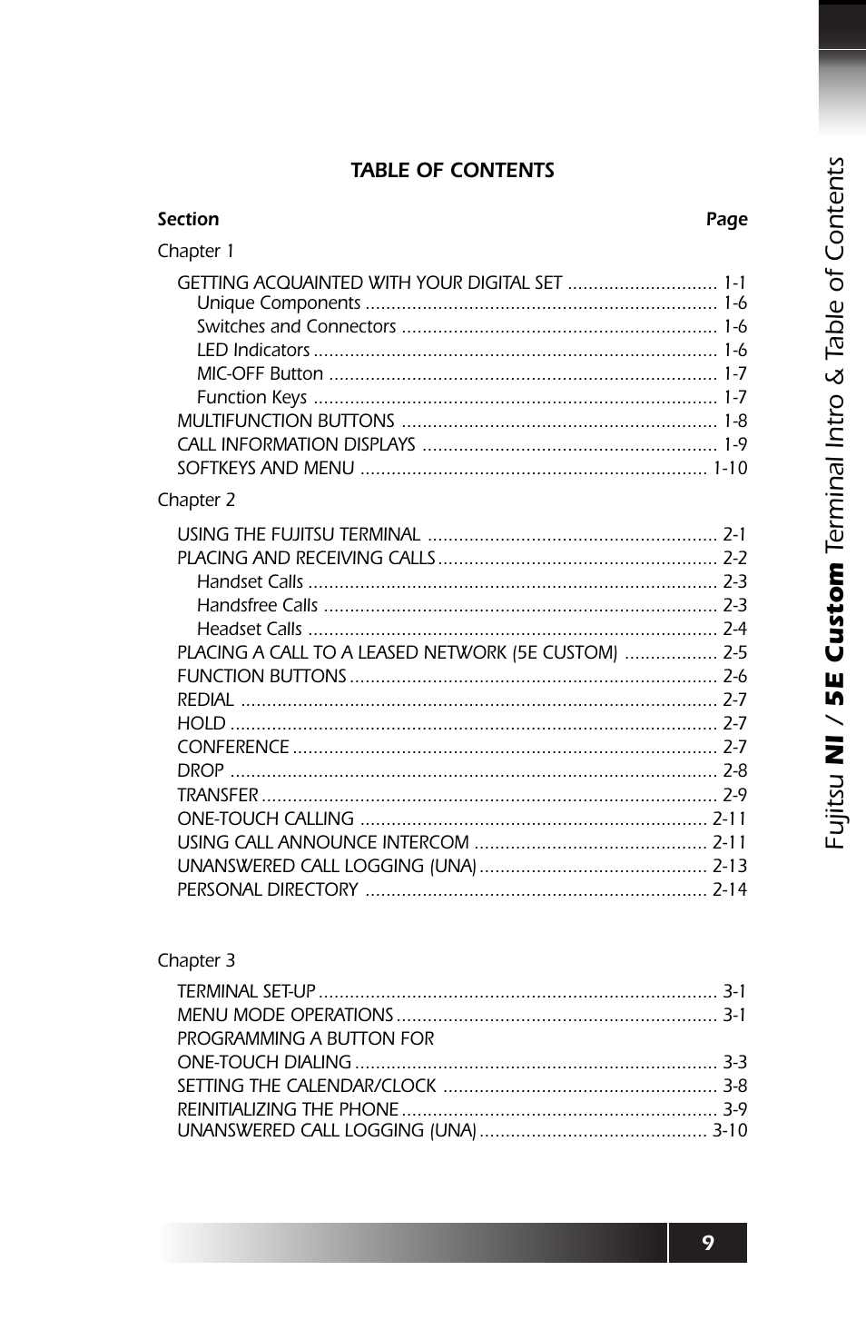 Table of contents 1 | FUJITSU SRS-9924 User Manual | Page 11 / 115