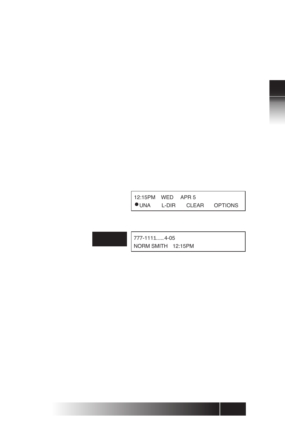 Unanswered call logging (una) -13, Using the t erminal | FUJITSU SRS-9924 User Manual | Page 35 / 115