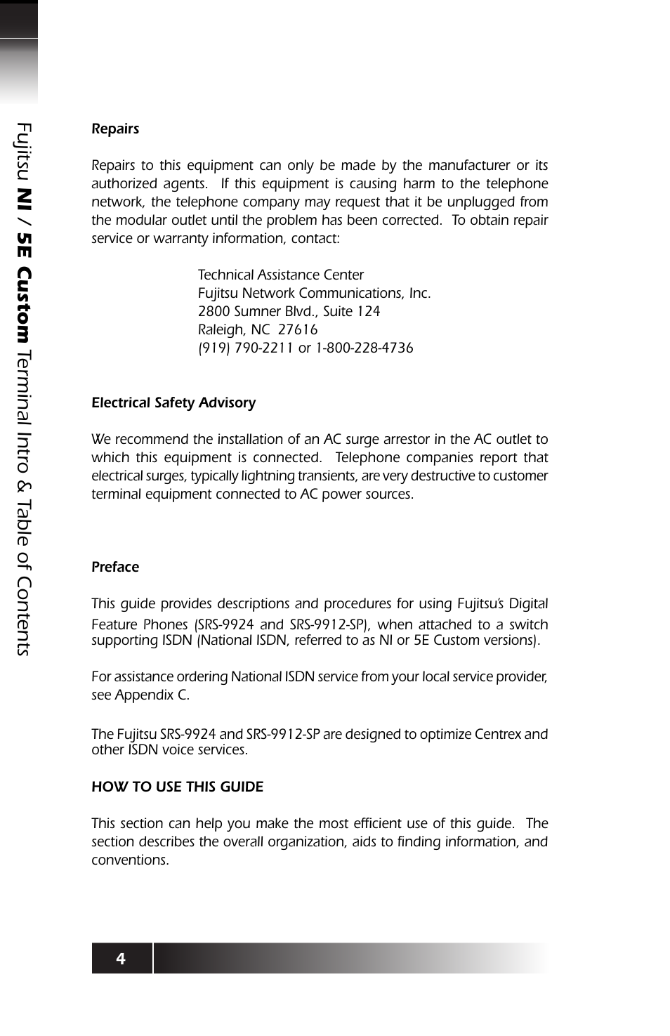 FUJITSU SRS-9924 User Manual | Page 6 / 115