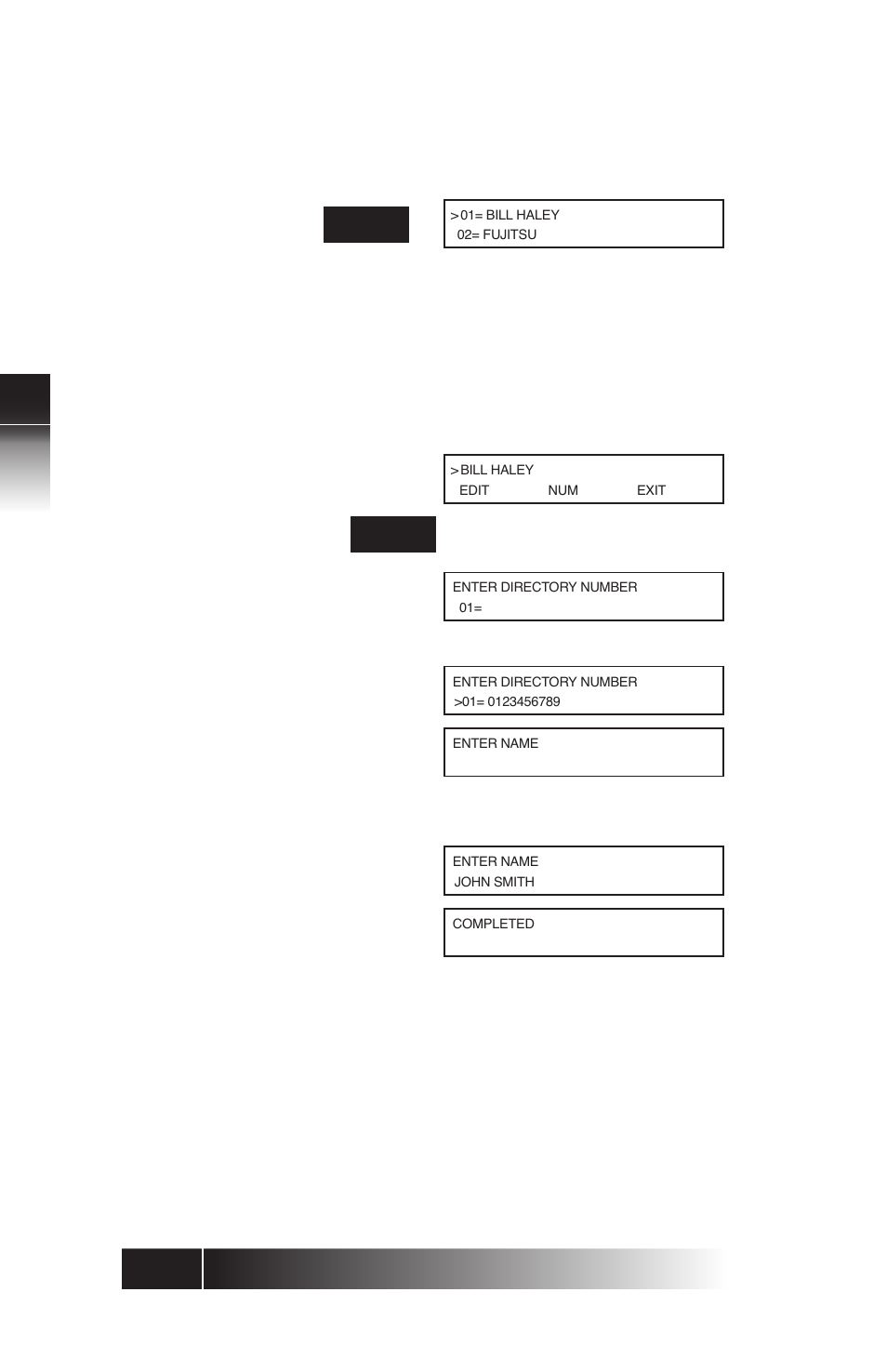 Setting up/editing the personal directory -26, Using the ni / 5e custom t erminal set-up | FUJITSU SRS-9924 User Manual | Page 62 / 115