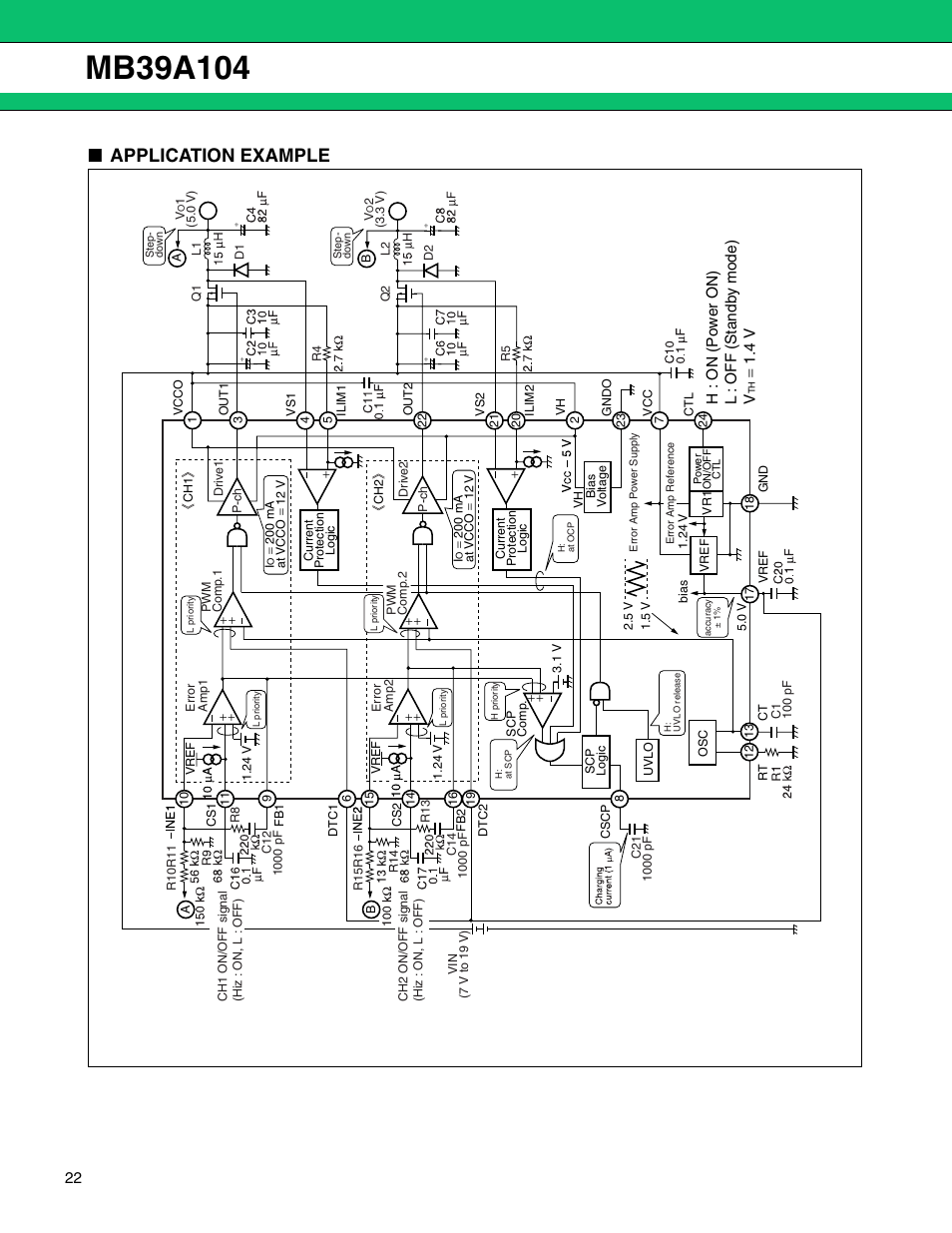 Application example | FUJITSU MB39A104 User Manual | Page 22 / 40