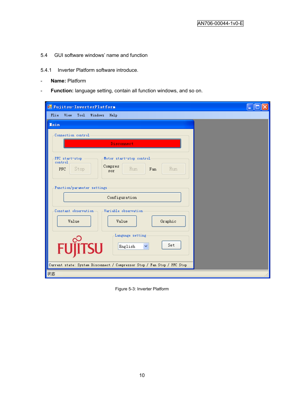 4 gui software windows’ name and function, Gui software windows’ name and function, Inverter platform software introduce | FUJITSU FM3 32-Bit Microcontroller MB9B300A User Manual | Page 11 / 56