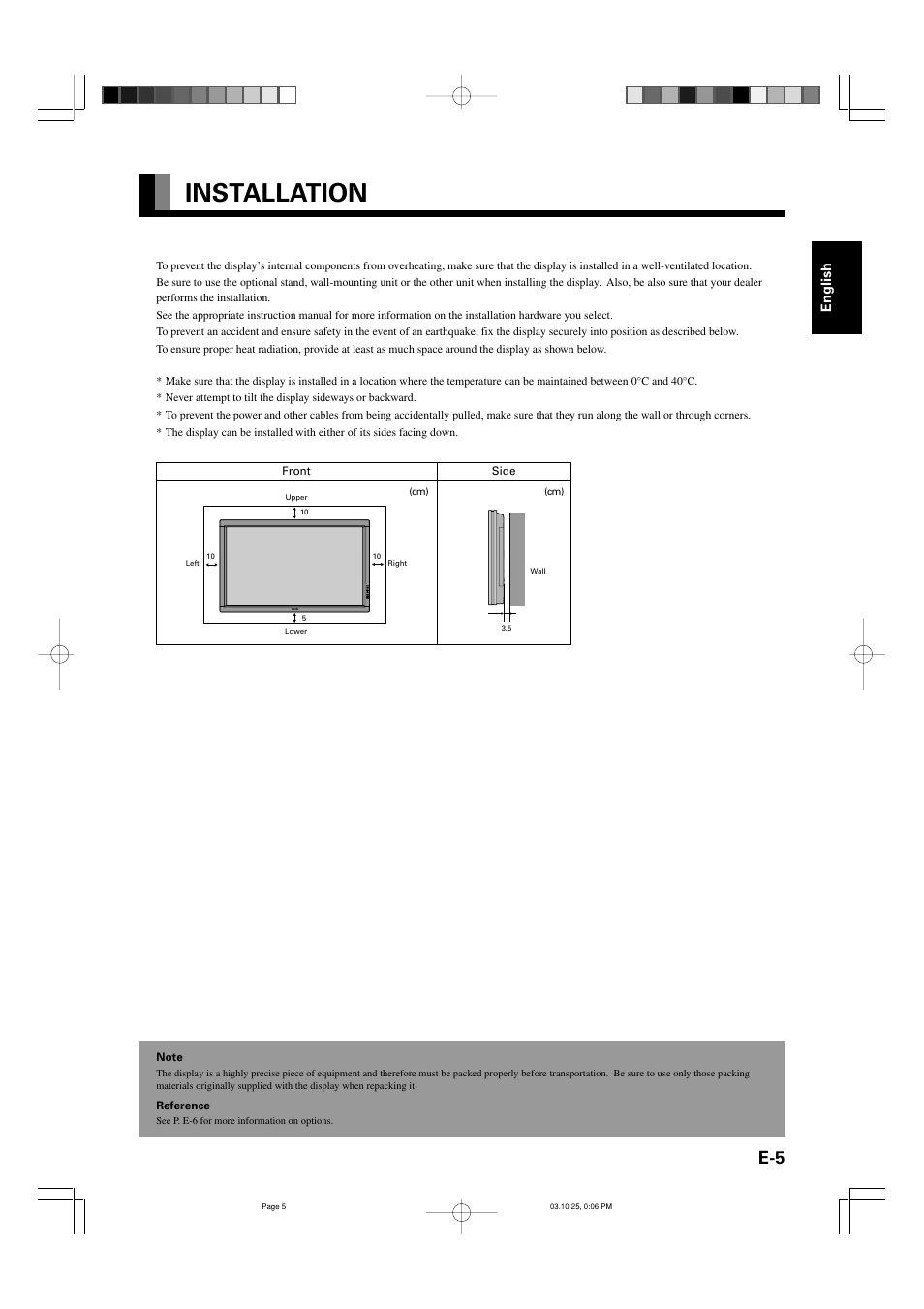 Installation, English | FUJITSU P42VHA30E User Manual | Page 5 / 7