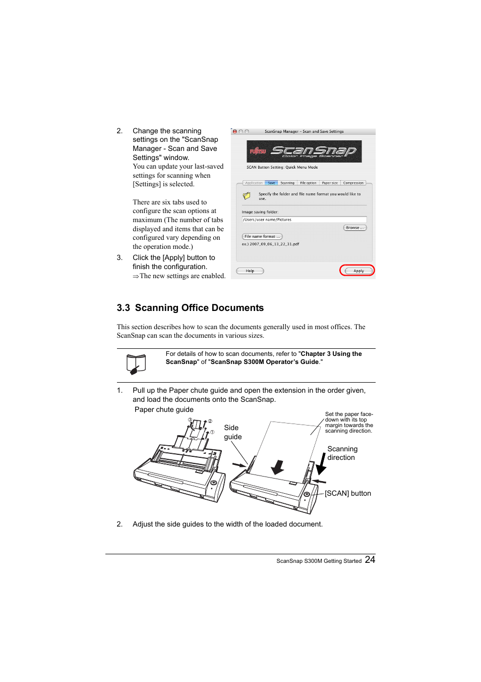 3 scanning office documents, Abcdefg | FUJITSU SCANSNAP S300M User Manual | Page 25 / 38