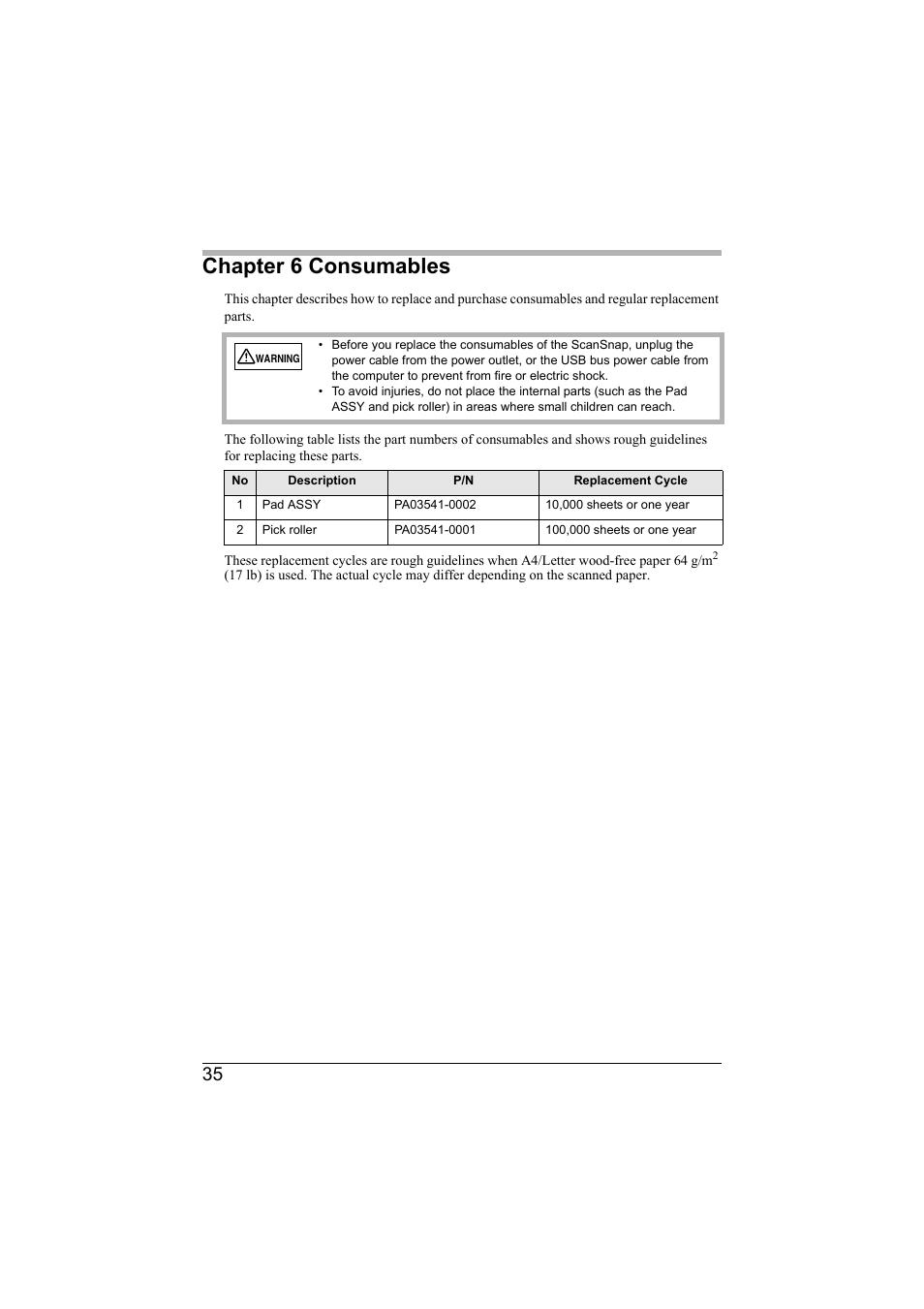 Chapter 6 consumables | FUJITSU SCANSNAP S300M User Manual | Page 36 / 38