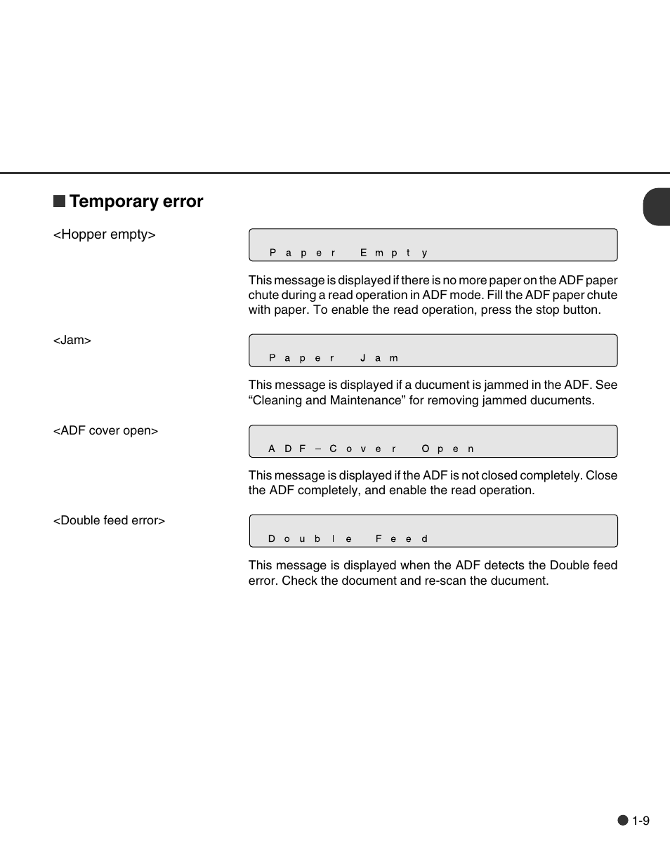 Temporary error | FUJITSU C150-E146-02EN User Manual | Page 21 / 100
