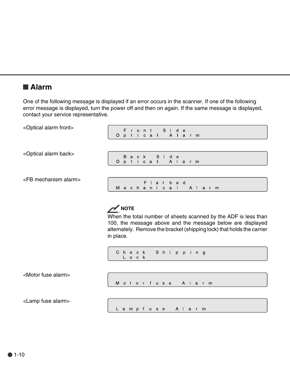 Alarm | FUJITSU C150-E146-02EN User Manual | Page 22 / 100
