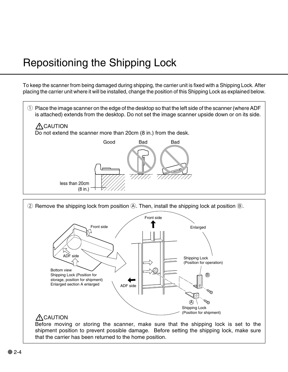Repositioning the shipping lock | FUJITSU C150-E146-02EN User Manual | Page 29 / 100