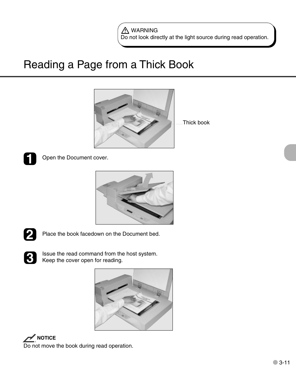 Reading a page from a thick book | FUJITSU C150-E146-02EN User Manual | Page 47 / 100
