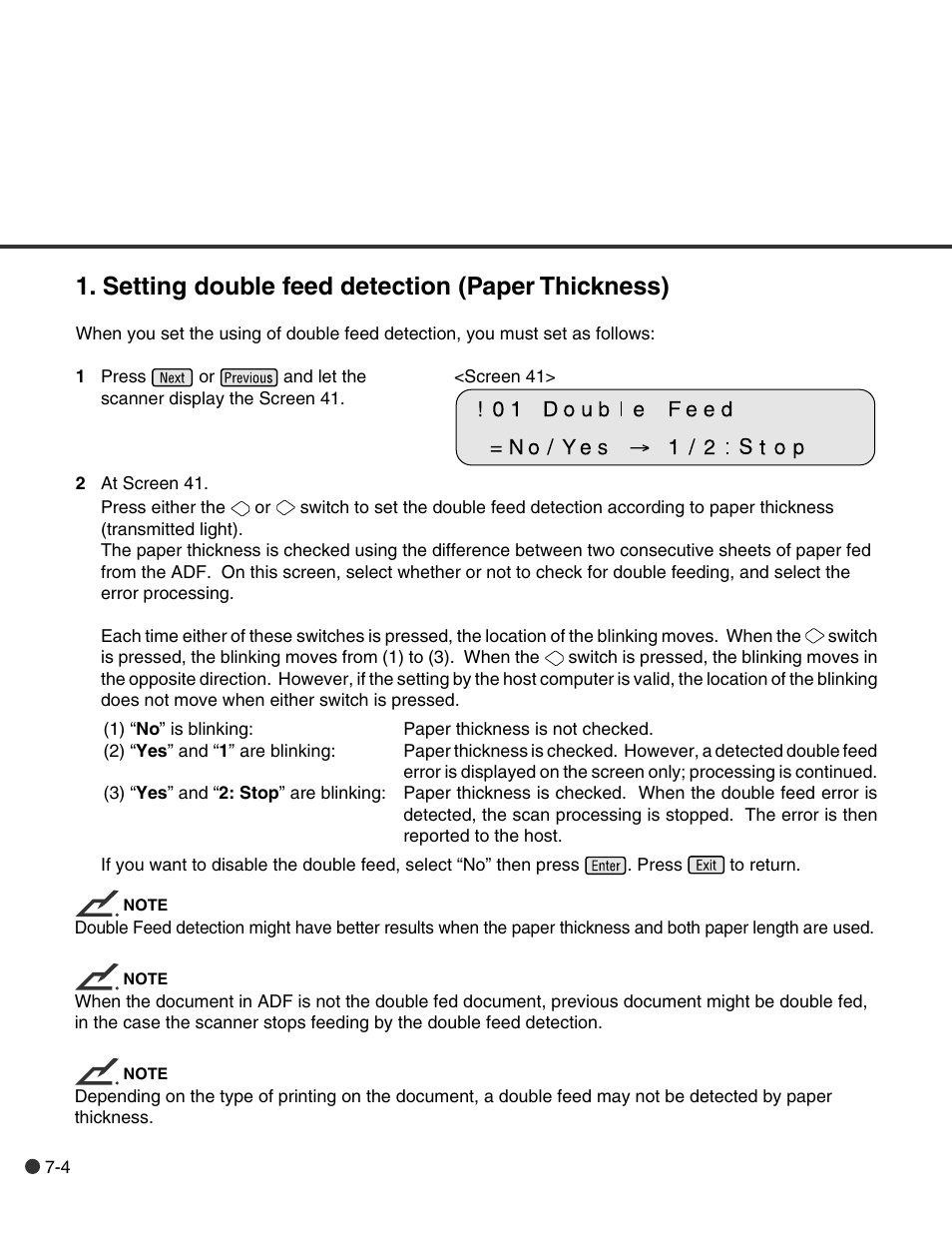 Setting double feed detection (paper thickness) | FUJITSU C150-E146-02EN User Manual | Page 76 / 100
