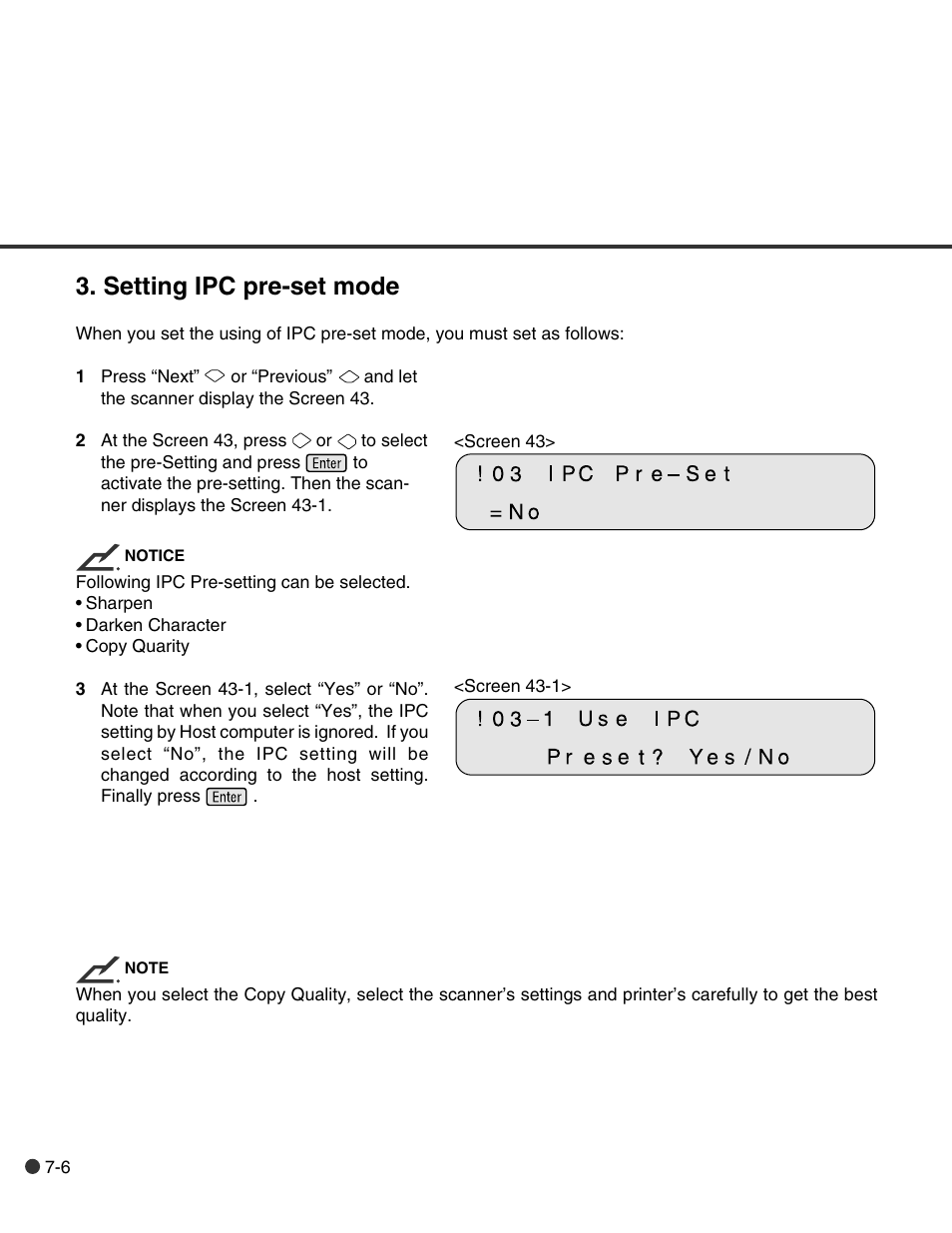 Setting ipc pre-set mode | FUJITSU C150-E146-02EN User Manual | Page 78 / 100