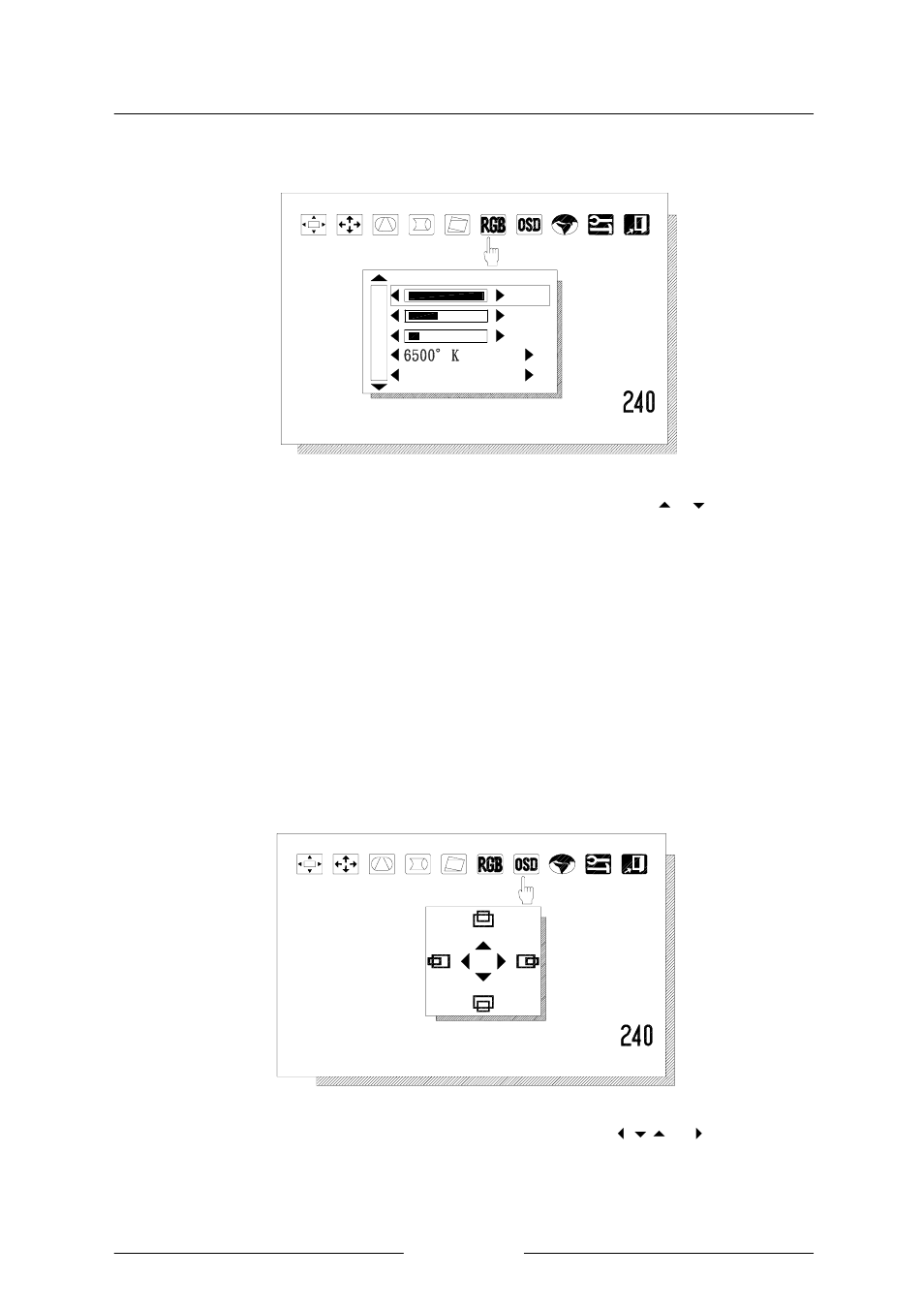 R-gain, Osd position | FUJITSU TE988G User Manual | Page 12 / 16