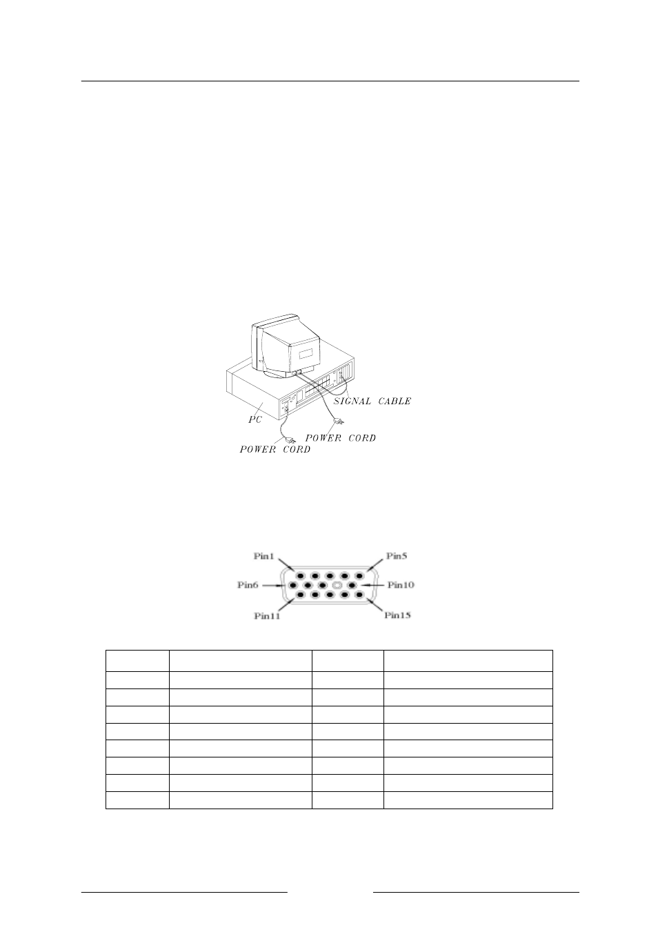 Figure 3 :connecting the monitor, Monitor connection, Pin assignment | FUJITSU TE988G User Manual | Page 6 / 16