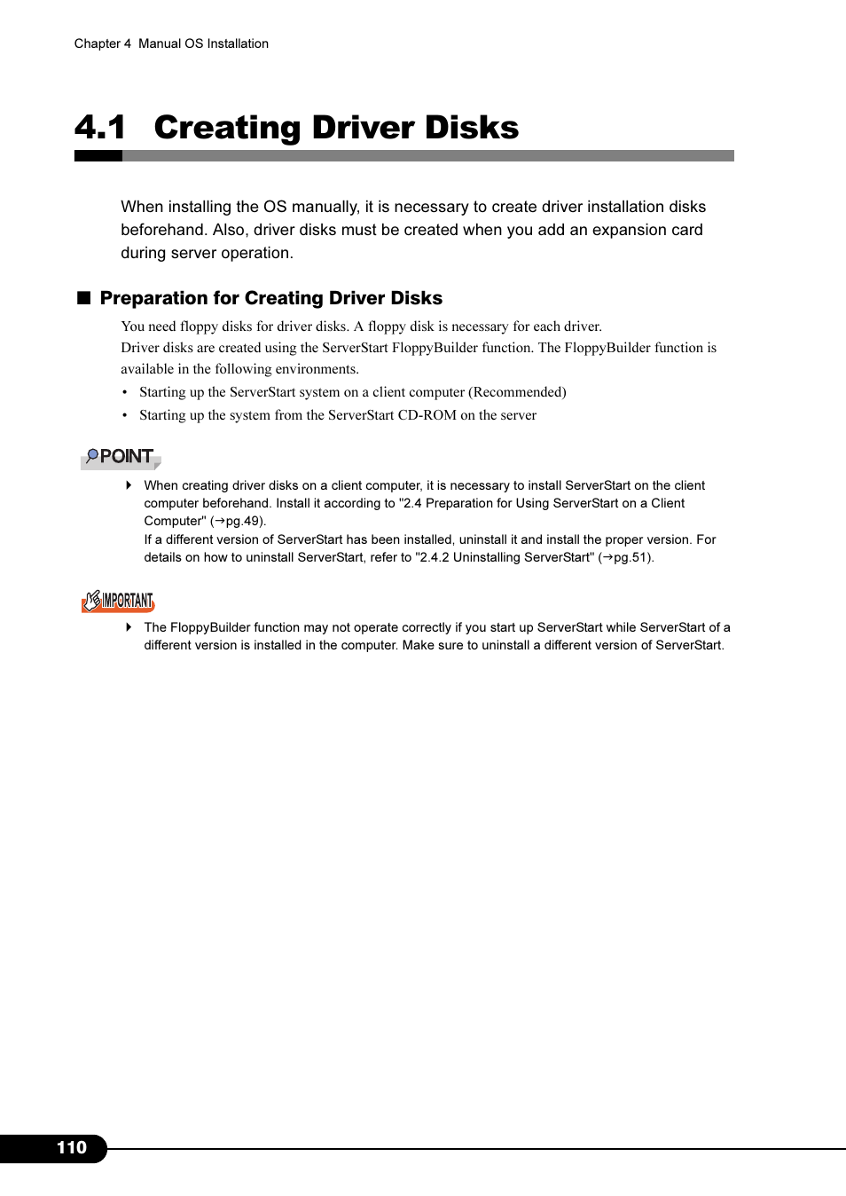 1 creating driver disks, Preparation for creating driver disks | FUJITSU Primergy RX200 S2 User Manual | Page 110 / 307