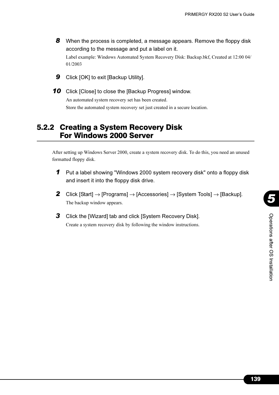 FUJITSU Primergy RX200 S2 User Manual | Page 139 / 307