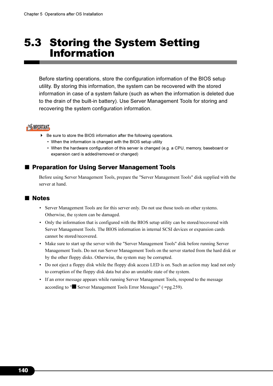 3 storing the system setting information | FUJITSU Primergy RX200 S2 User Manual | Page 140 / 307