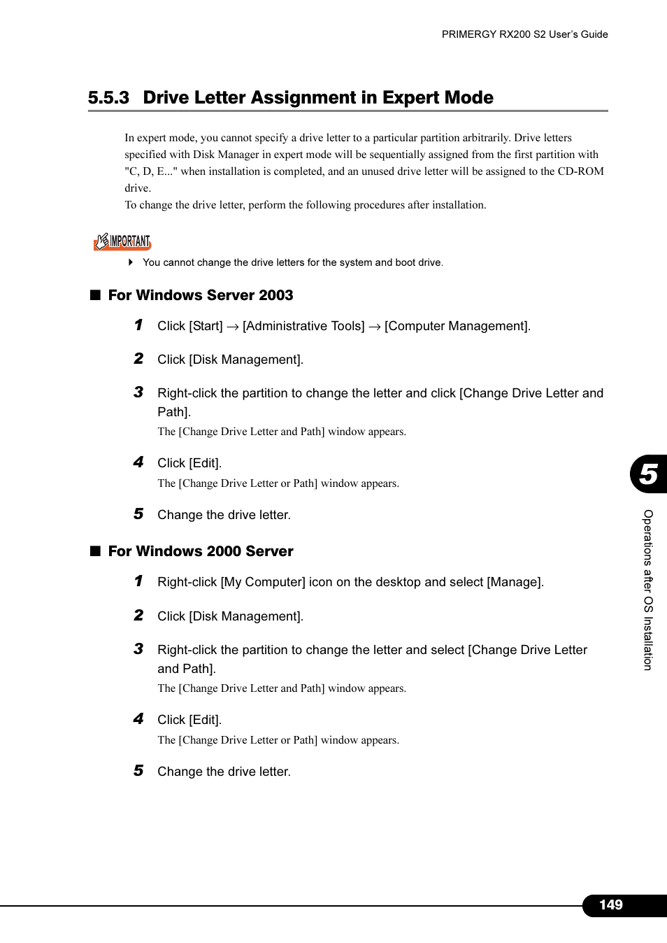 3 drive letter assignment in expert mode | FUJITSU Primergy RX200 S2 User Manual | Page 149 / 307