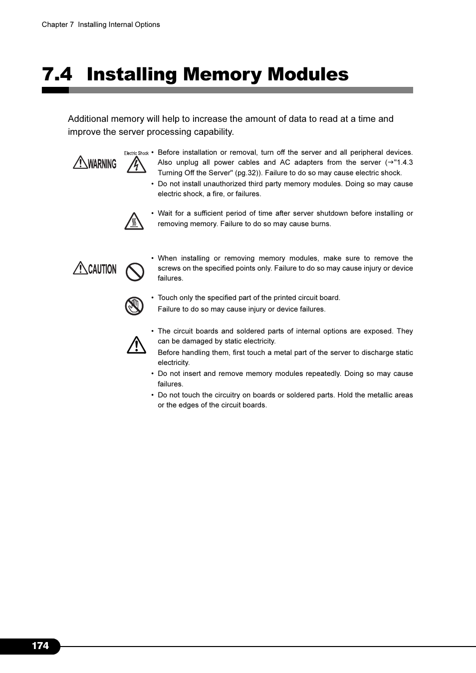 4 installing memory modules | FUJITSU Primergy RX200 S2 User Manual | Page 174 / 307