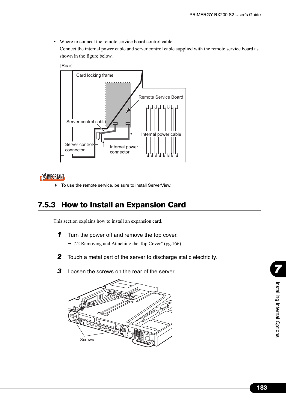 3 how to install an expansion card | FUJITSU Primergy RX200 S2 User Manual | Page 183 / 307