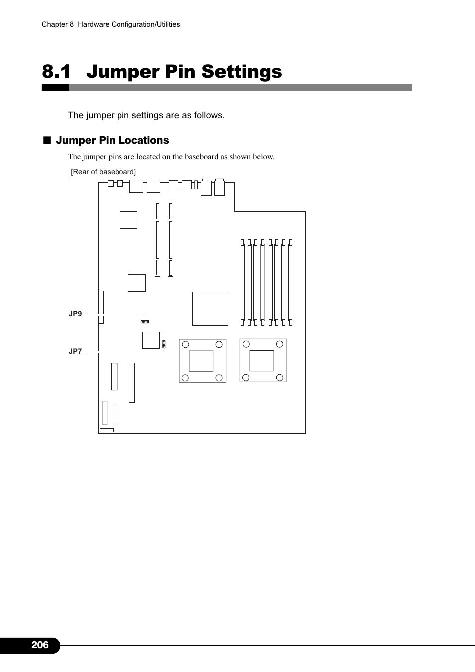 1 jumper pin settings | FUJITSU Primergy RX200 S2 User Manual | Page 206 / 307