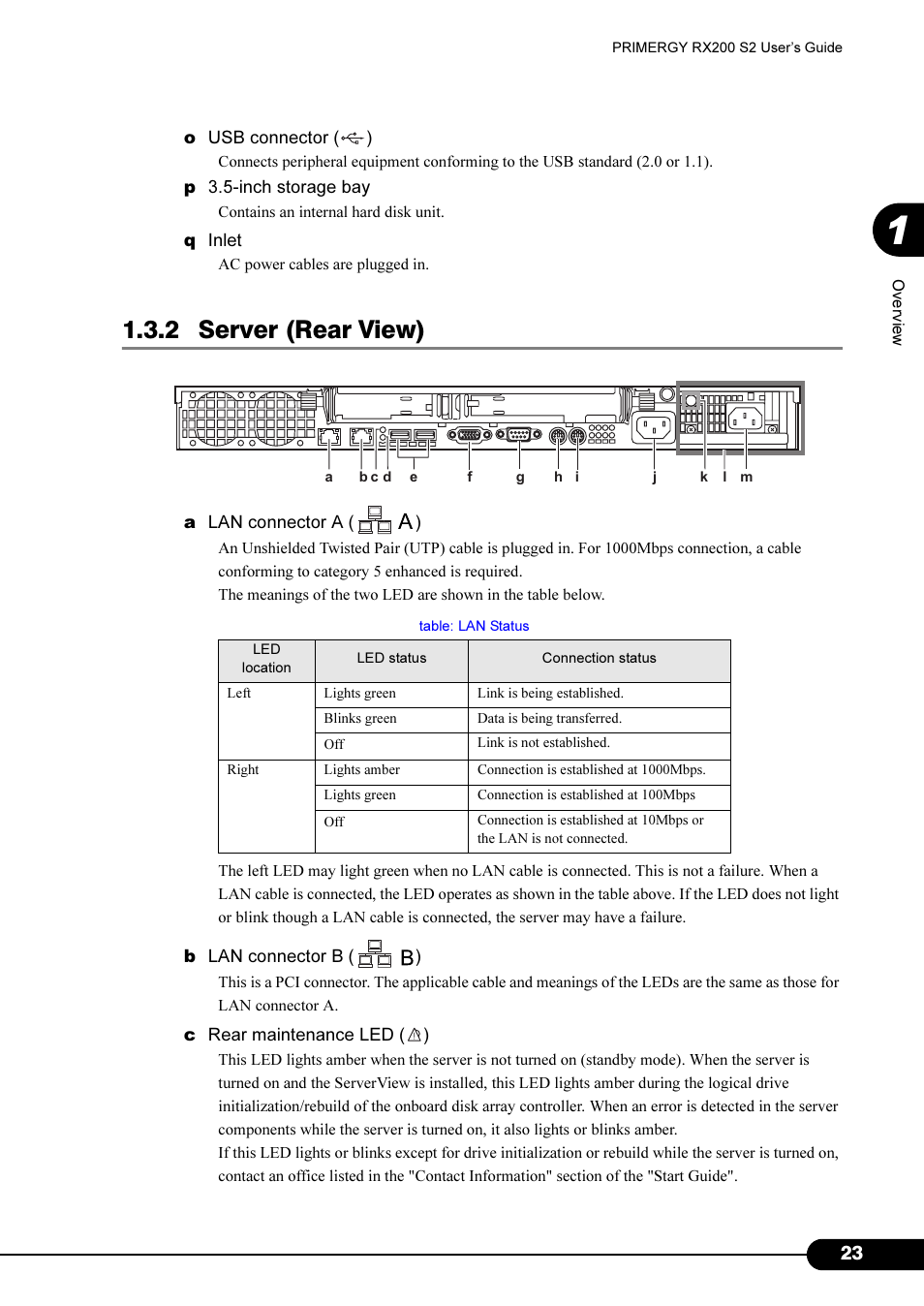 2 server (rear view) | FUJITSU Primergy RX200 S2 User Manual | Page 23 / 307