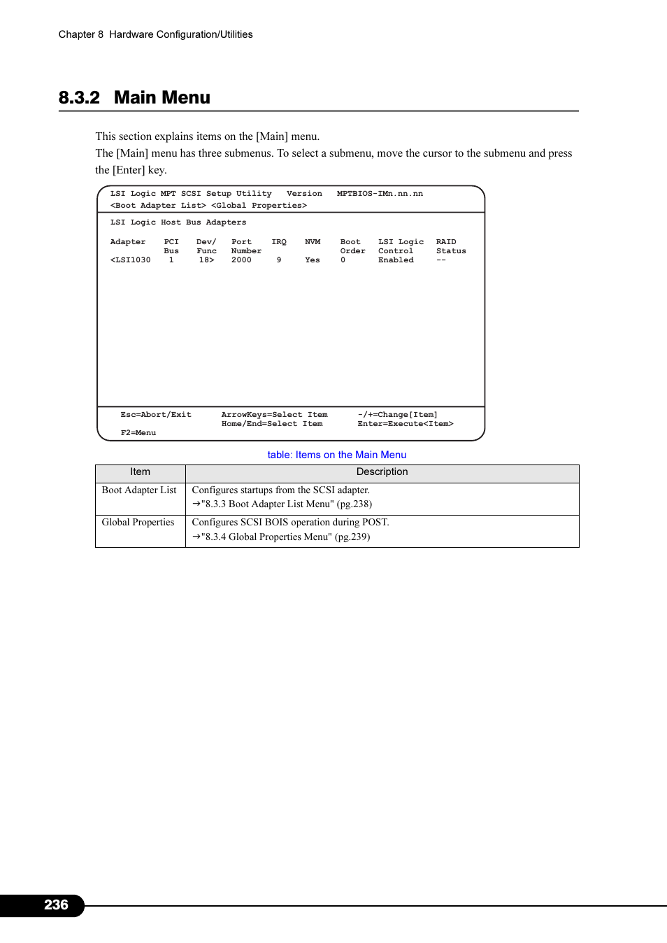 2 main menu | FUJITSU Primergy RX200 S2 User Manual | Page 236 / 307