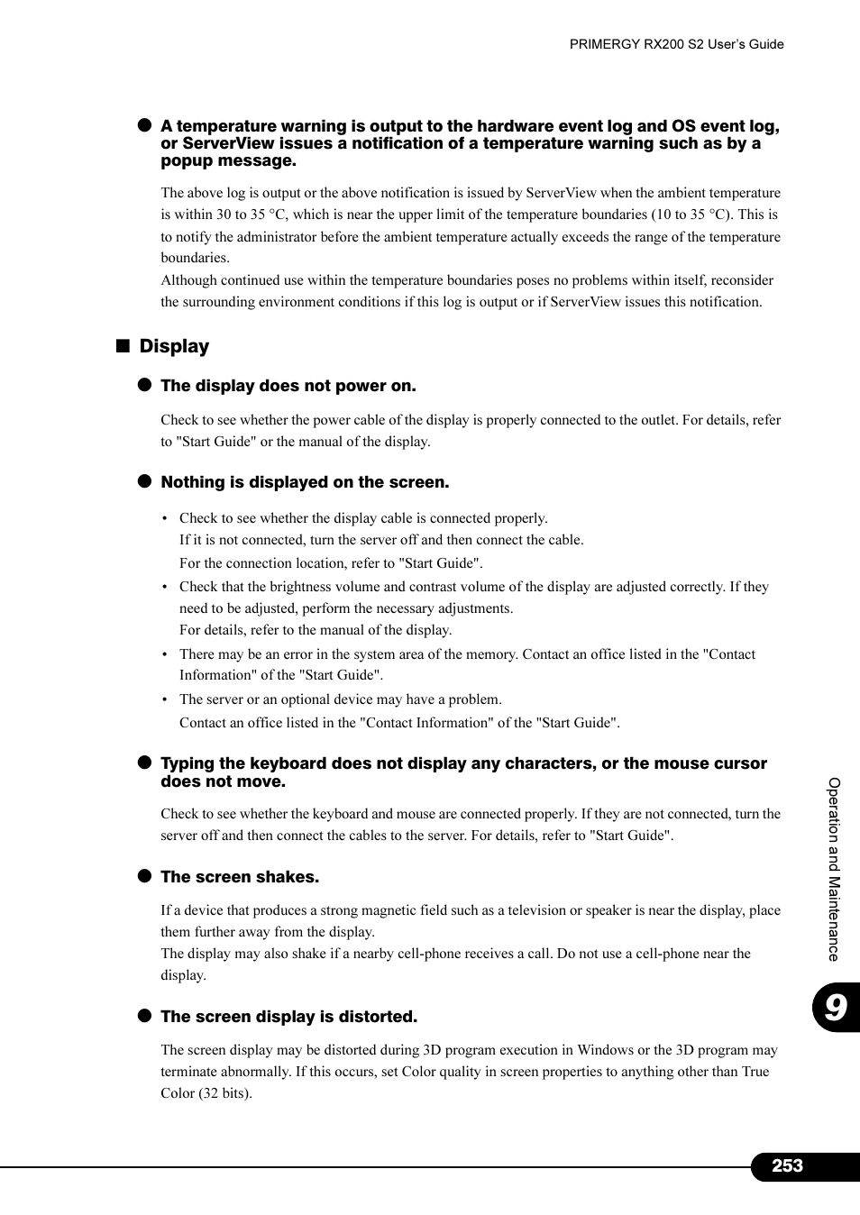 Display | FUJITSU Primergy RX200 S2 User Manual | Page 253 / 307