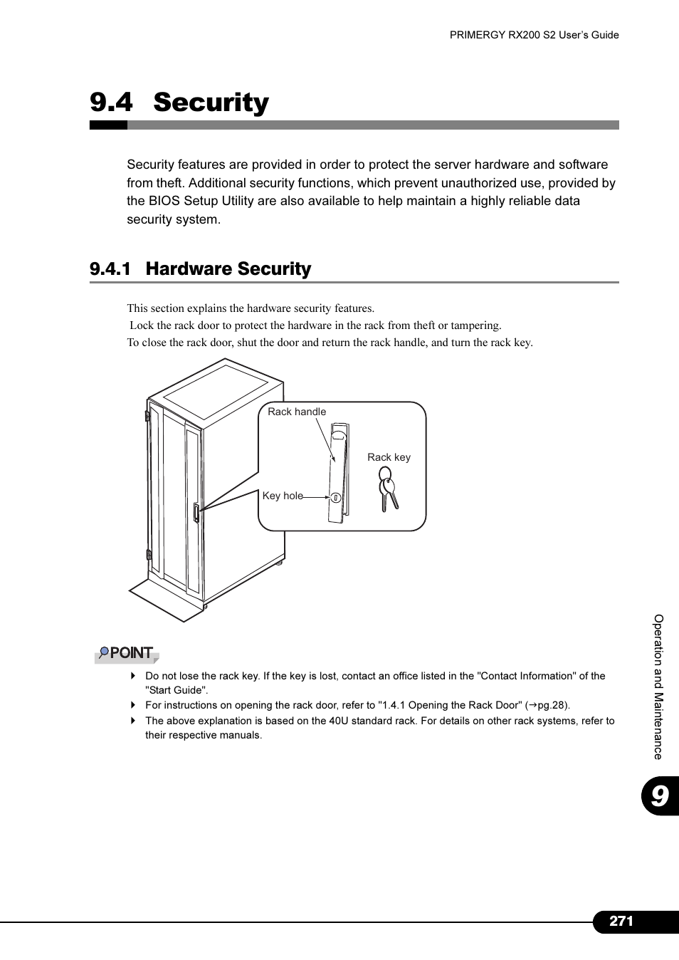 4 security, 1 hardware security | FUJITSU Primergy RX200 S2 User Manual | Page 271 / 307