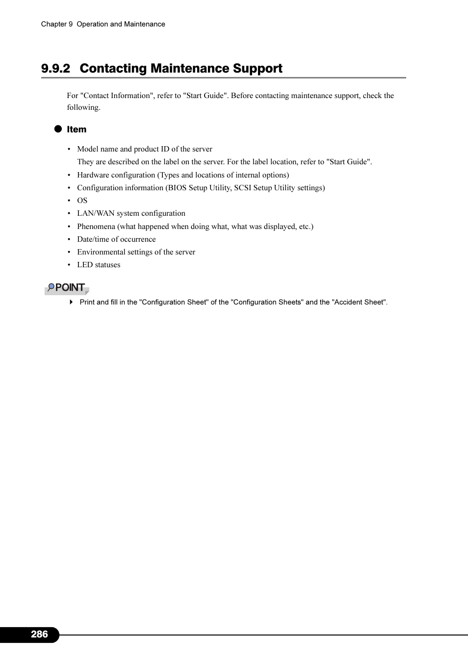 2 contacting maintenance support, Contacting maintenance support" ( pg.286) | FUJITSU Primergy RX200 S2 User Manual | Page 286 / 307
