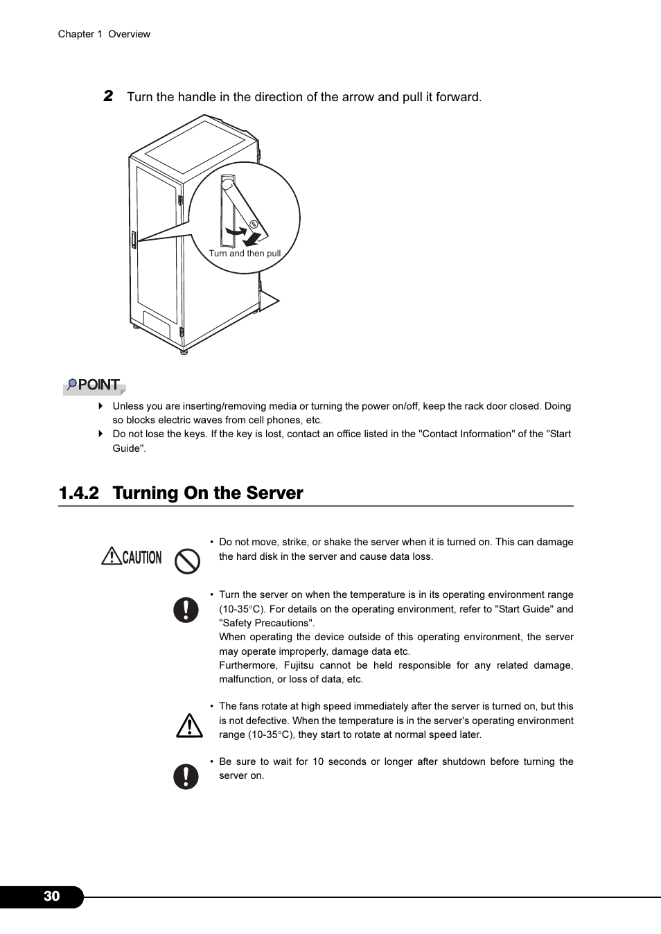 2 turning on the server | FUJITSU Primergy RX200 S2 User Manual | Page 30 / 307