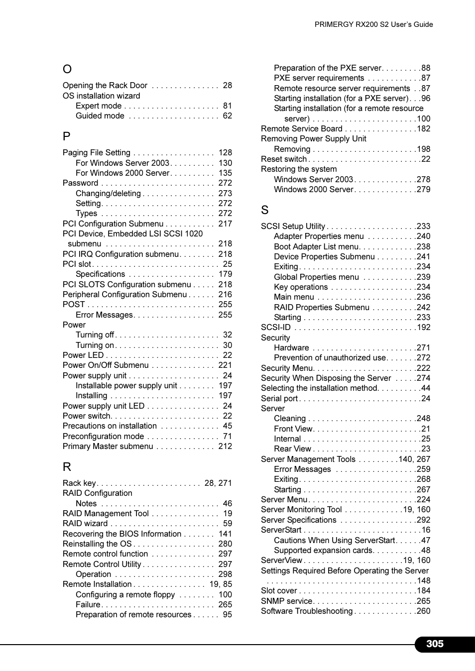 FUJITSU Primergy RX200 S2 User Manual | Page 305 / 307